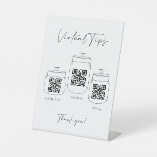 Virtuele Tip Jar Scan QR Code Cash App Betaling Reclamebord Met Voetstuk