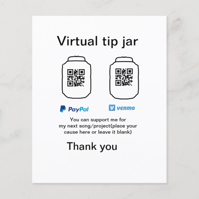 Virtuele tip per vierkante of codetonatie PayPal v (Voorkant)