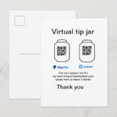 Virtuele tip per vierkante of codetonatie PayPal v Aankondigingskaart (Voorkant / Achterkant)