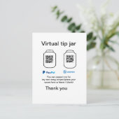 Virtuele tip per vierkante of codetonatie PayPal v Aankondigingskaart (Staand voorkant)