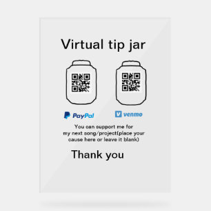 Virtuele tip per vierkante of codetonatie PayPal v Acryl Bord