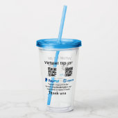 Virtuele tip per vierkante of codetonatie PayPal v Acryl Drinkbeker (Achterkant)