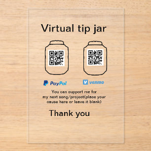 Virtuele tip per vierkante of codetonatie PayPal v Acryl Uitnodigingen