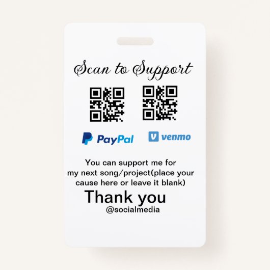 Virtuele tip per vierkante of codetonatie PayPal v Badge (Achterkant)