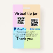 Virtuele tip per vierkante of codetonatie PayPal v Badge (Voorkant)