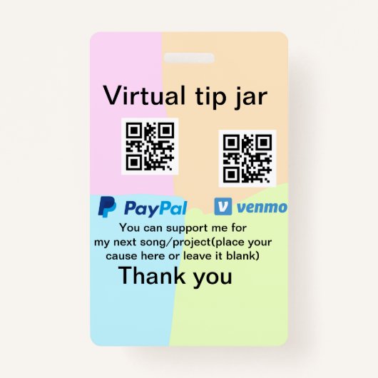 Virtuele tip per vierkante of codetonatie PayPal v Badge (Achterkant)
