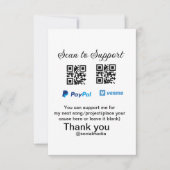 Virtuele tip per vierkante of codetonatie PayPal v Bedankkaart (Voorkant)