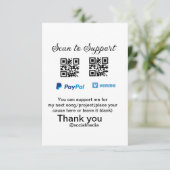 Virtuele tip per vierkante of codetonatie PayPal v Bedankkaart (Staand voorkant)