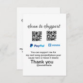 Virtuele tip per vierkante of codetonatie PayPal v Bedankkaart (Voorkant / Achterkant)