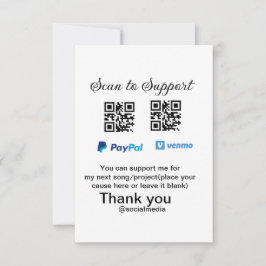 Virtuele tip per vierkante of codetonatie PayPal v Bedankkaart