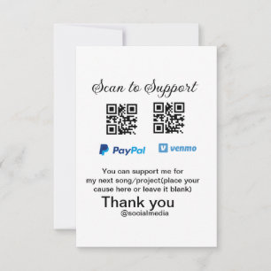 Virtuele tip per vierkante of codetonatie PayPal v Bedankkaart