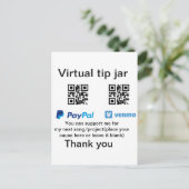 Virtuele tip per vierkante of codetonatie PayPal v Briefkaart (Staand voorkant)