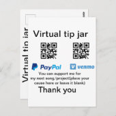 Virtuele tip per vierkante of codetonatie PayPal v Briefkaart (Voorkant / Achterkant)