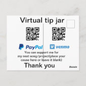 Virtuele tip per vierkante of codetonatie PayPal v Briefkaart (Achterkant)