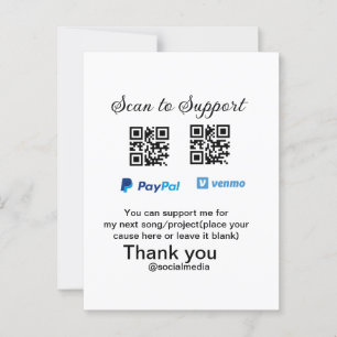 Virtuele tip per vierkante of codetonatie PayPal v Briefkaart