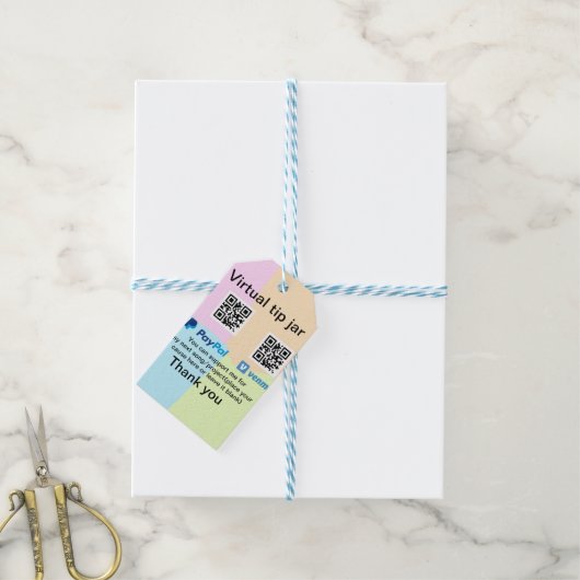 Virtuele tip per vierkante of codetonatie PayPal v Cadeaulabel (Met Touw)