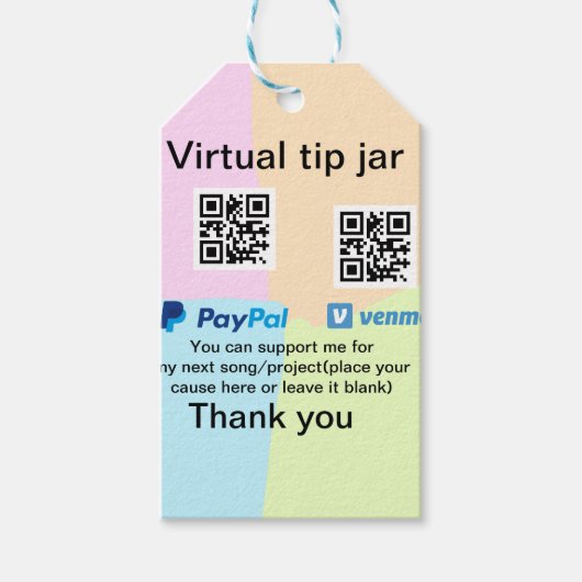 Virtuele tip per vierkante of codetonatie PayPal v Cadeaulabel (Voorkant)