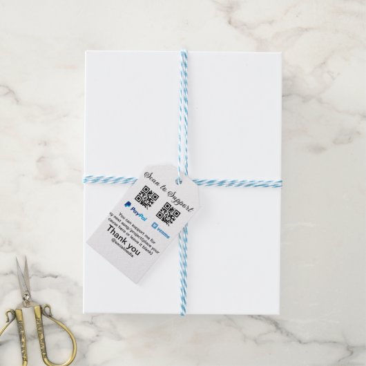 Virtuele tip per vierkante of codetonatie PayPal v Cadeaulabel (Met Touw)