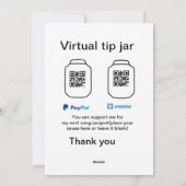 Virtuele tip per vierkante of codetonatie PayPal v Feestdagenkaart (Achterkant)