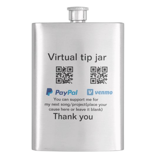 Virtuele tip per vierkante of codetonatie PayPal v Flacon (Voorkant)