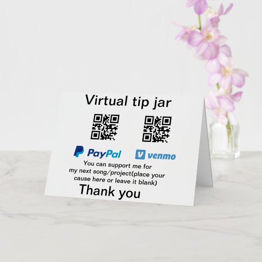 Virtuele tip per vierkante of codetonatie PayPal v Folie Feestdagenkaart (Orchidee)