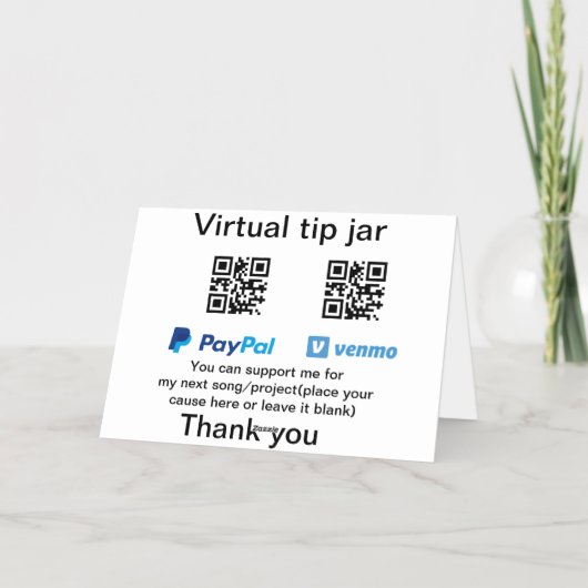 Virtuele tip per vierkante of codetonatie PayPal v Folie Feestdagenkaart (Achterkant)