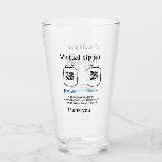 Virtuele tip per vierkante of codetonatie PayPal v Glas (Voorkant)