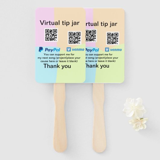 Virtuele tip per vierkante of codetonatie PayPal v Handwaaier (Voorkant en achterkant)