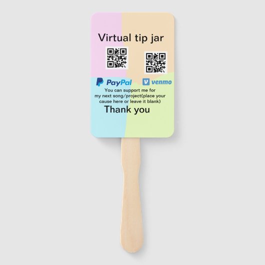 Virtuele tip per vierkante of codetonatie PayPal v Handwaaier (Achterkant)