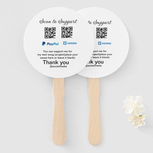 Virtuele tip per vierkante of codetonatie PayPal v Handwaaier (Voorkant en achterkant)