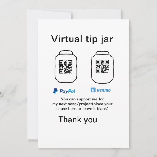 Virtuele tip per vierkante of codetonatie PayPal v Kaart (Voorkant)