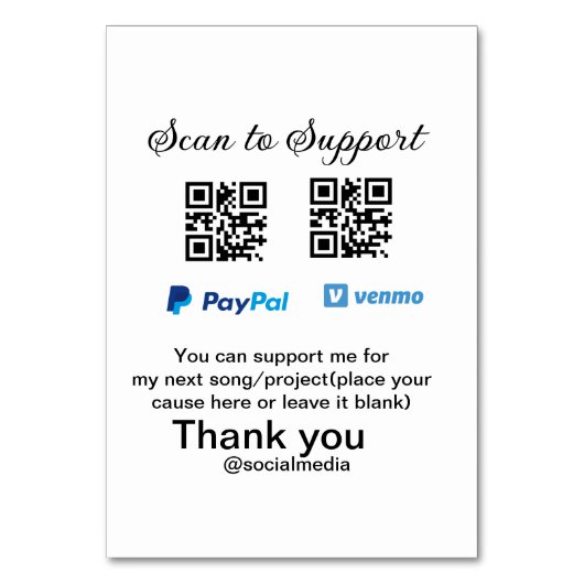 Virtuele tip per vierkante of codetonatie PayPal v Kaart (Voorkant)