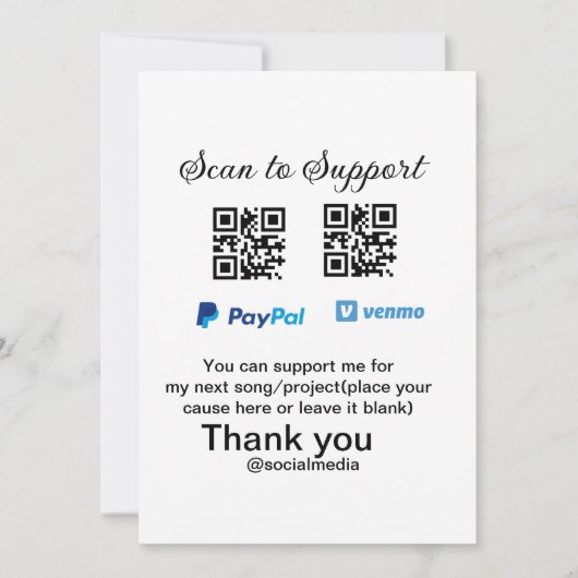 Virtuele tip per vierkante of codetonatie PayPal v Kaart (Voorkant)