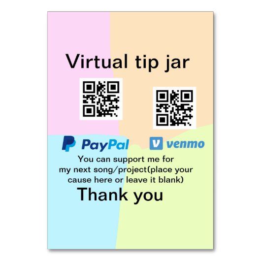 Virtuele tip per vierkante of codetonatie PayPal v Kaart (Achterkant)