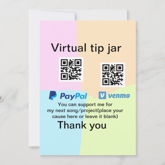Virtuele tip per vierkante of codetonatie PayPal v Kaart (Voorkant)
