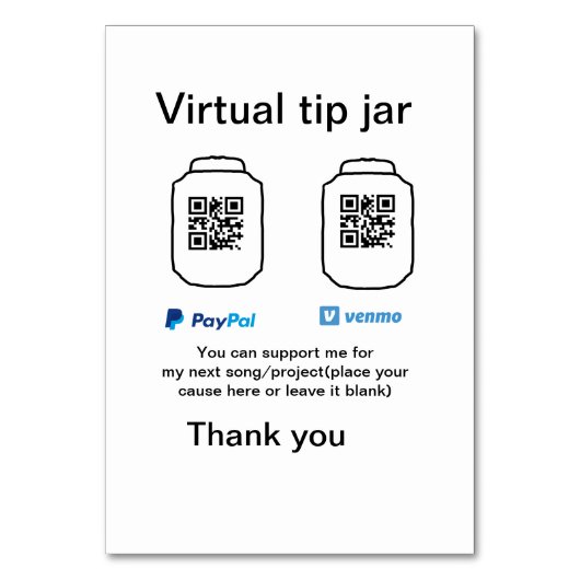 Virtuele tip per vierkante of codetonatie PayPal v Kaart (Voorkant)