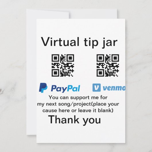 Virtuele tip per vierkante of codetonatie PayPal v Kaart (Achterkant)