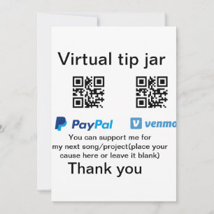 Virtuele tip per vierkante of codetonatie PayPal v Kaart