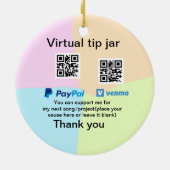 Virtuele tip per vierkante of codetonatie PayPal v Keramisch Ornament (Achterkant)