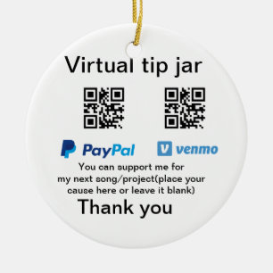 Virtuele tip per vierkante of codetonatie PayPal v Keramisch Ornament