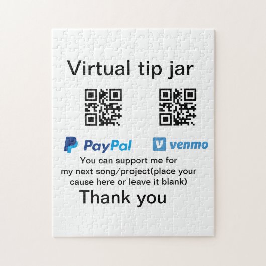 Virtuele tip per vierkante of codetonatie PayPal v Legpuzzel (Verticaal)
