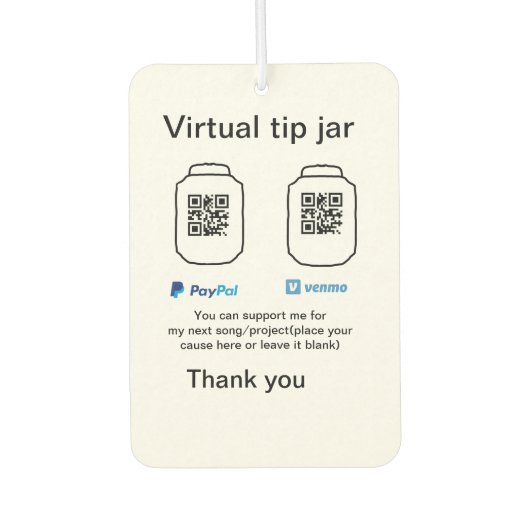 Virtuele tip per vierkante of codetonatie PayPal v Luchtverfrisser (Voorkant)