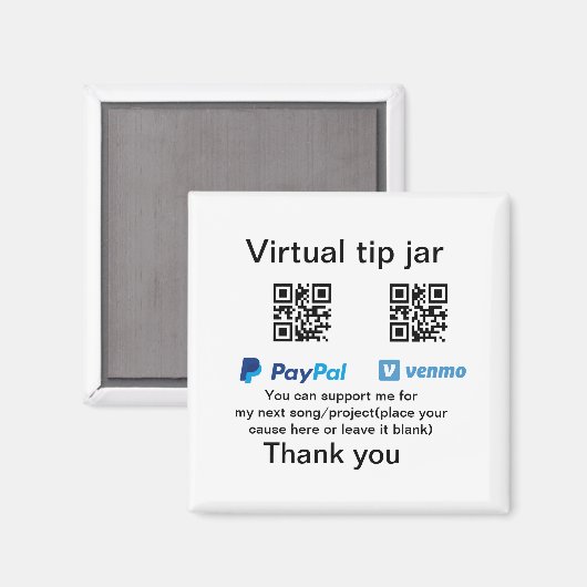 Virtuele tip per vierkante of codetonatie PayPal v Magneet (Voorkant / Achterkant)