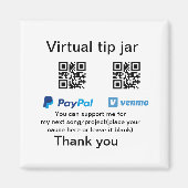 Virtuele tip per vierkante of codetonatie PayPal v Magneet (Voorkant)