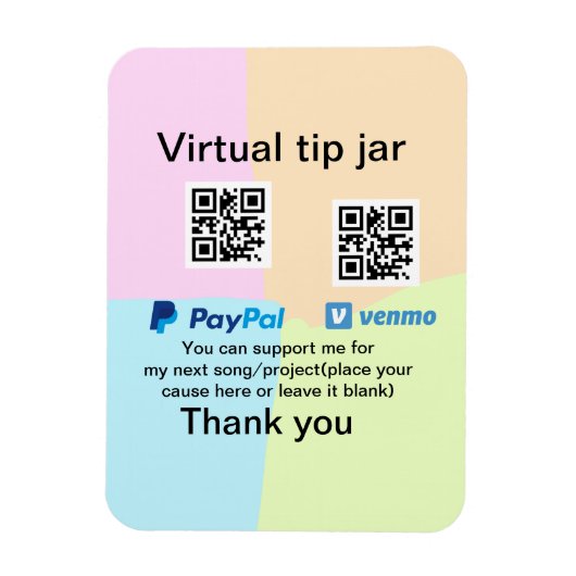 Virtuele tip per vierkante of codetonatie PayPal v Magneet (Verticaal)
