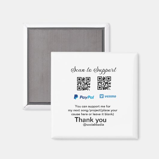 Virtuele tip per vierkante of codetonatie PayPal v Magneet (Voorkant / Achterkant)