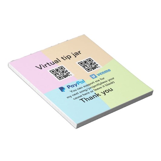 Virtuele tip per vierkante of codetonatie PayPal v Notitieblok (Schuin)