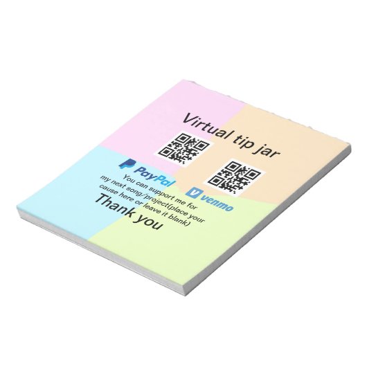 Virtuele tip per vierkante of codetonatie PayPal v Notitieblok (Linkerzijde)