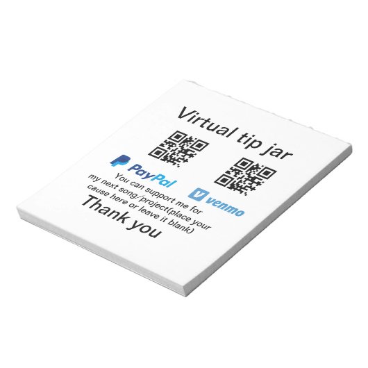 Virtuele tip per vierkante of codetonatie PayPal v Notitieblok (Linkerzijde)