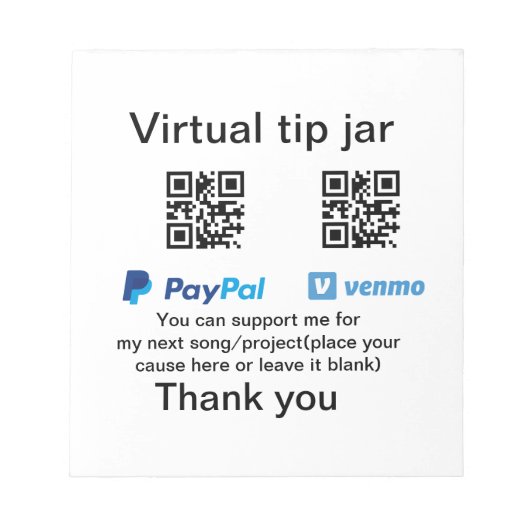Virtuele tip per vierkante of codetonatie PayPal v Notitieblok (Voorkant)